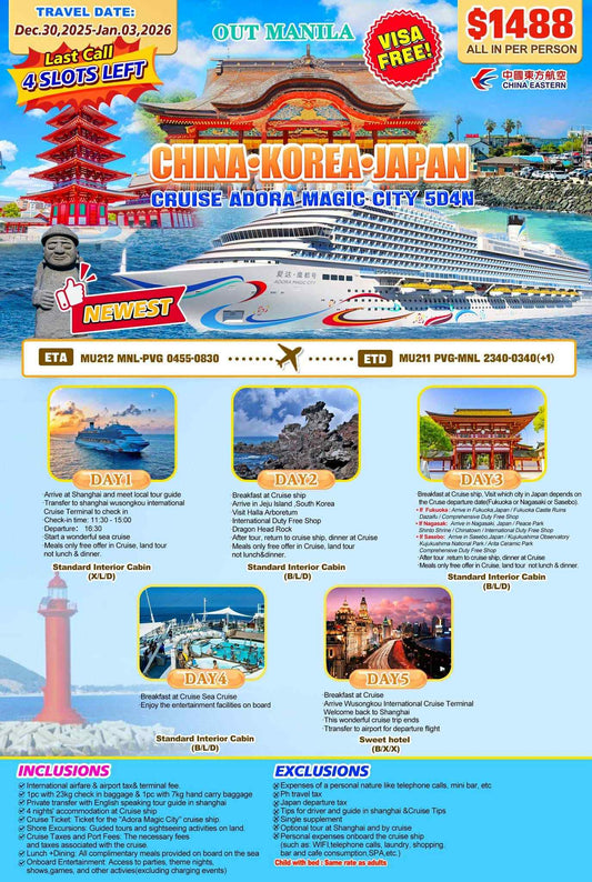 China-Korea-Japan Cruise Adora Magic City 5D4N